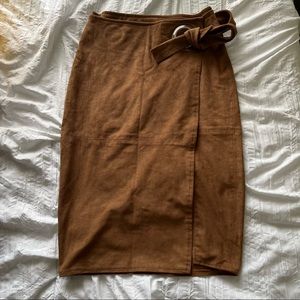 Express Cognac Tan Wrap Skirt